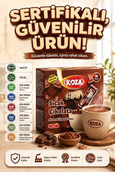 Koza Gurmelerin Seçimi Klasik Sıcak Çikolata Premium Tek İçimlik Hot Chocolate 16 Adet