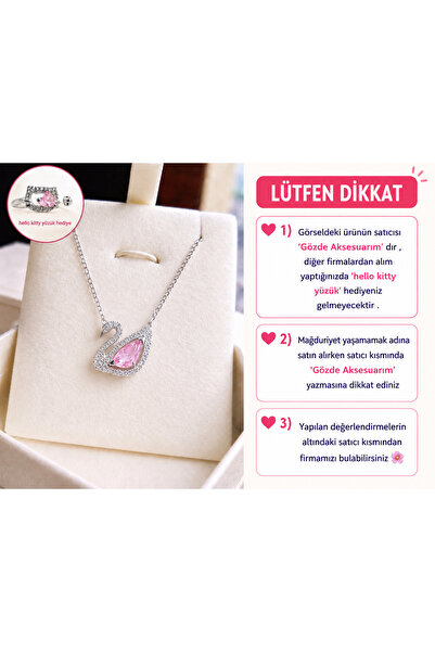 shop PEMBE GÜMÜŞ ZİNCİRLİ KUĞU KOLYE ÇELİK