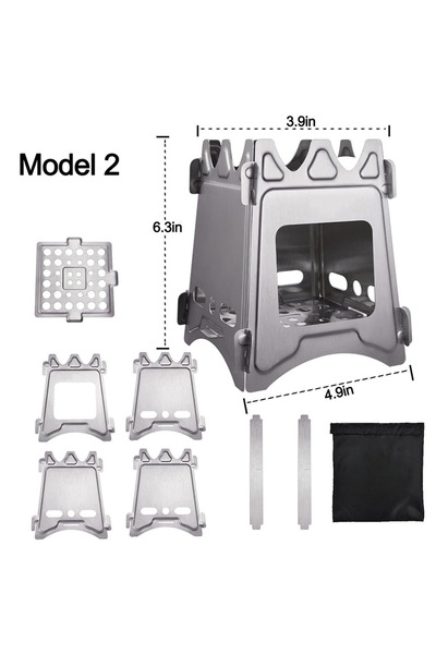 Choice Model 2 Portable Camping Wood Stove with Stainless Steel Folding Light...