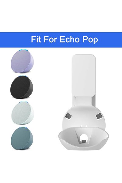 Choice حامل جداري أبيض اللون لجهاز Echo Pop، حامل بدون براغي مع تخزين مخفي وإ...