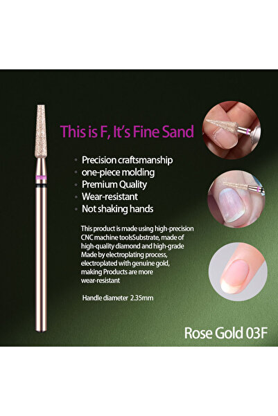 Choice13 Rose Gold 03F 1Pcs High Quality Rose Gold Diamond Nail Drill Bit For...
