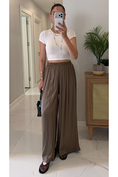 My Blog Khaki Satin Trousers - 261054