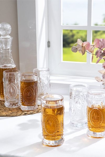 Glamis Selen Concept Fleur De Lis Model Handmade Glass Cup Set of 4