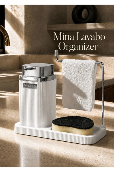 Okyanus Home Kare Mina Lavabo Düzenleyici Beyaz