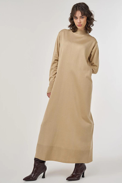 Kayra Half Turtleneck Knitwear Dress Stone