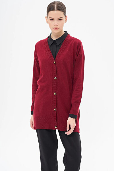 Kayra Basic Knitwear Cardigan Claret Red