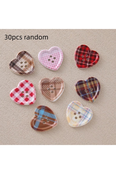 Choice1 2.3mm 30pcs random 20/30/50pcs Cute Plaid Heart Shaped Button Coat Ca...