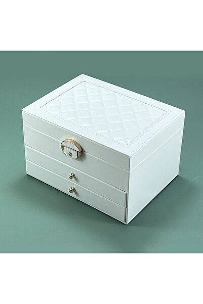 Choice L White High-End Multi-Layer Drawer-Type Jewelry Box Household Large C...