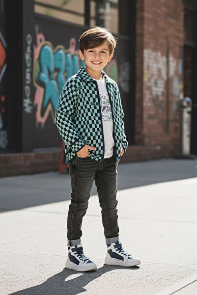 Minigimin Cicileri My Little Boy's Checkered Knitwear Cardigan Boys' 3-Piece ...