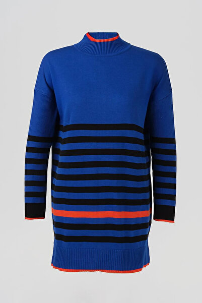 Kayra Striped Knitwear Tunic Cobalt Blue