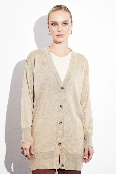 Kayra Basic Knitwear Cardigan Stone