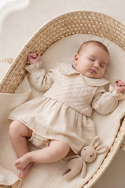 Bebezade Baby Girl |   Children's Hanna Sweater Linen Dress, Bandana Dress