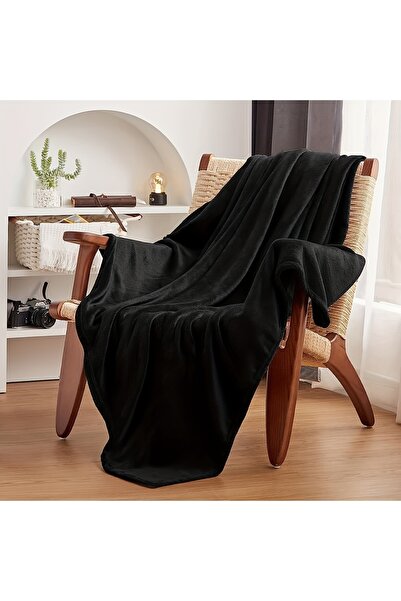 Choice16 100x150cm black Fleece Blanket Grey Lightweight Blanket for Bed, Sof...