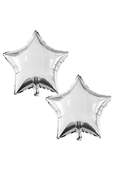 partidolu Yıldız Şeklinde Gümüş Renk 45 Cm Folyo Balon 2 Adet ramazan retro d...