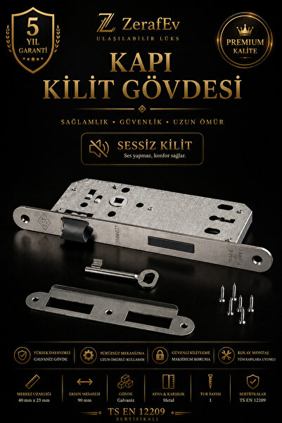 zerafev Sessiz Oda Kapısı Kilidi Anahtarlı NİKEL Tüm Kapılarla Uyumlu-Montaj ...