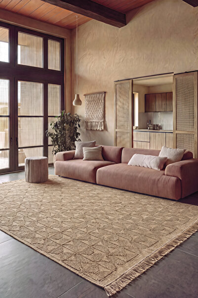 Cool Halı Mirage Kahverengi Kilim Kabartmalı Dokuma Modern Kaymaz Tabanlı Yık...