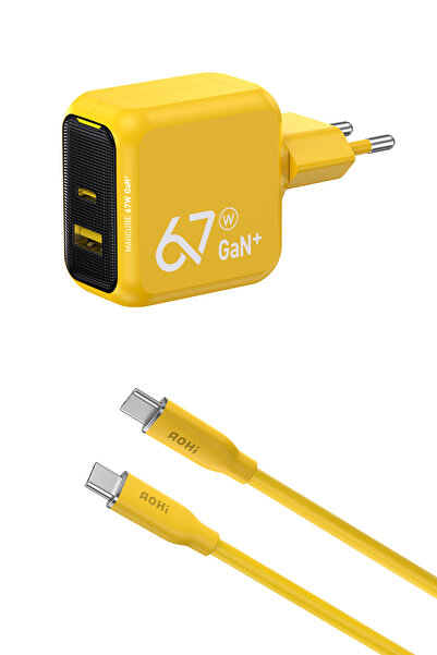 Aohi Magcube 67W 2 Portlu Şarj Adaptörü, 140W 1m PD 3.1 480Mbps Süper Hızlı Ş...