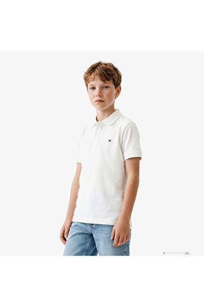 Tommy Hilfiger Essentials Çocuk Beyaz Polo Yaka T-Shirt