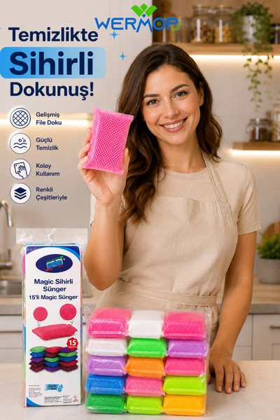 WERMOP Magic Magic Dish Sponge 15 Pack