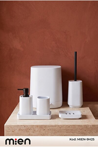MİEN Square White 5 Piece Bathroom Set
