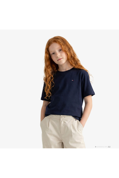 Tommy Hilfiger Essentials Çocuk Lacivert Crop T-Shirt