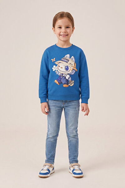 CRASSİ Girl's Blouse Labubu Printed Lycra Combed Cotton 100% Cotton