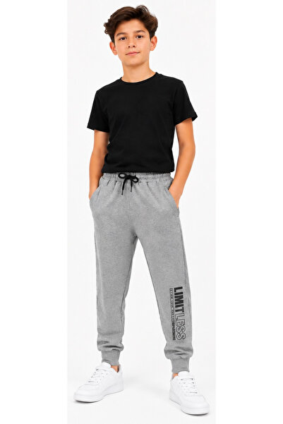 İrem Çocuk Giyim Boy / Girl Limitless Gray Sweatpants with Written Pockets