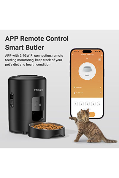 Choice1 2L WiFi Version ROJECO 2L Automatic Pet Feeder Smart Cat Food Kibble ...