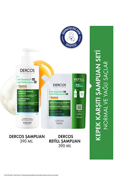 Vichy Normal ve Yağlı Saçlar İçin Kepek Karşıtı Refill Saç Bakım Seti