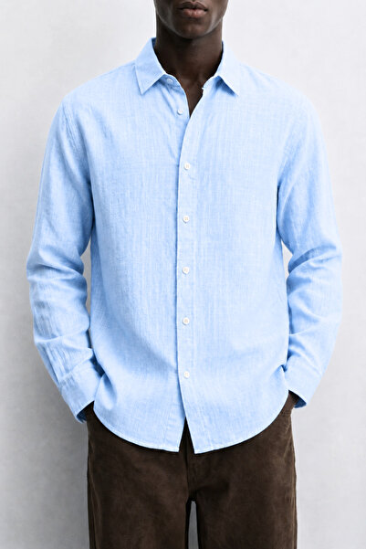 The Champ Clothing Men's Shirt Monarch Line Light Blue – Long Sleeve, Button-...