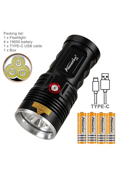 Choice black H42-White-18650 6500k 3x XHP50 LED 60W Super Bright USB Recharge...