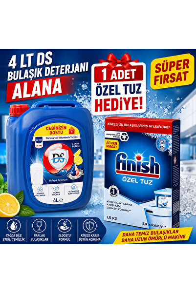 DERİNSU KİMYA DS Limon Kokulu Elde Yıkama Bulaşık Deterjanı – 4 Litre