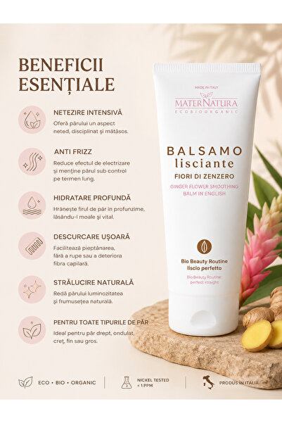 MaterNatura Balsam pentru indreptarea parului cu ghimbir, 250ml - Maternatura