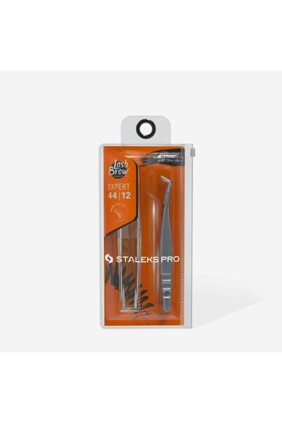 STALEKS Expert 44 Type 12 Notched, L-Shaped, 65 °   Professional Eyelash Extension Tweezers