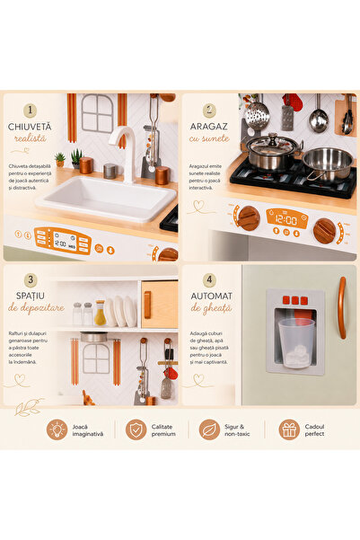 Smart Vibe Set Bucatarie pentru Copii din Lemn , FrenchCuisine GREEN KIDO