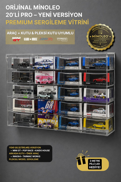 Minoleo 20li MiniGt Kaido House Pleksi Arkada Kutu Önde Araç Duvara Asılabili...