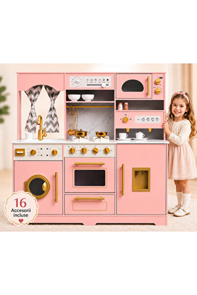 Smart Vibe Bucătărie de joacă pentru copii FrenchBistro din MDF, roz pastel, ...