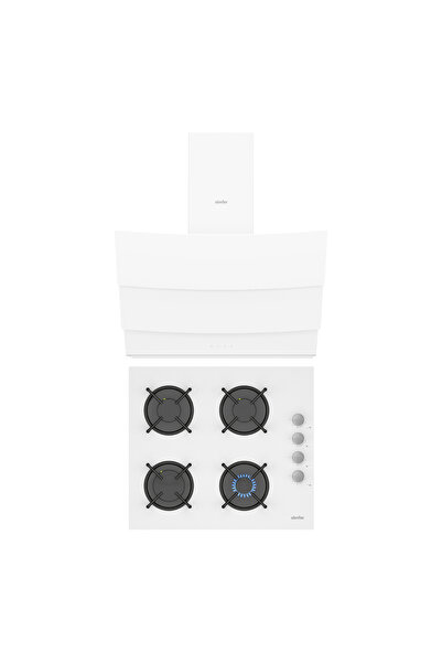 Simfer Steam Beyaz 2'li Cam Ankastre Set (3507 Ocak + 8707 Davlumbaz)
