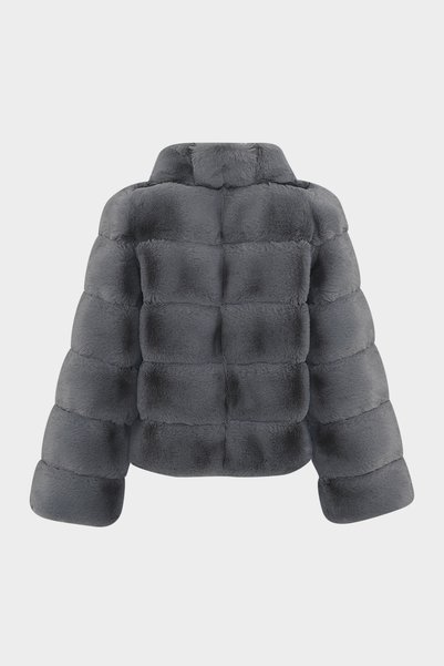 Açelya Okcu Premium Stand Collar Women's Rex Faux Fur Jacket