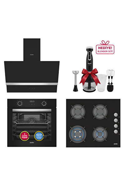 Simfer 0+9 Fonksiyon Airfry Siyah Dijital 3'lü Ankastre Set(8215 Fırın + 3508...
