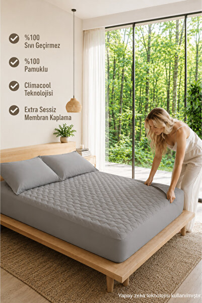 ELY PARKER Colorful Mattress Grey-liquid Proof-cotton Quilted Fitted-double-s...