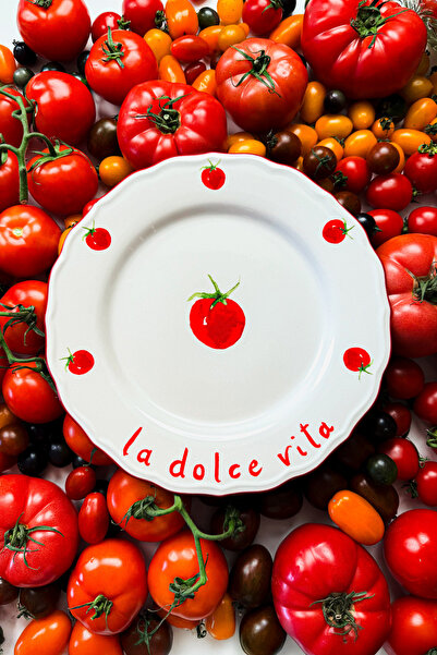 Rakle x Bengi Kurtcebe Pomodoro Stoneware 4'lü Servis Tabağı Seti 28 cm