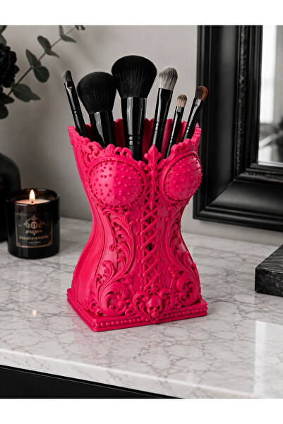 TREDO Gothic Design Corset-Look Makeup Brush Organizer - Decorative Pen Holde...