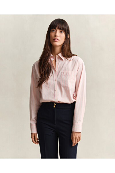 Gant Kadın Pembe Relaxed Fit Çizgili Gömlek