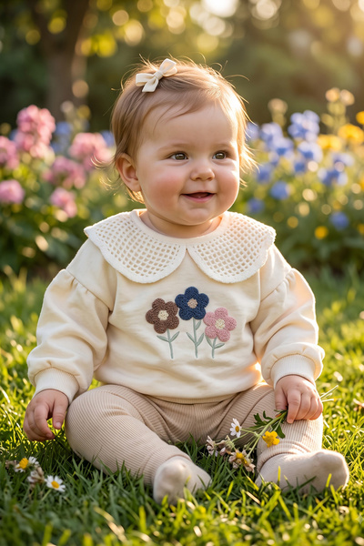 DÜŞ GİYİM Lace Collar Baby 2-Piece Set