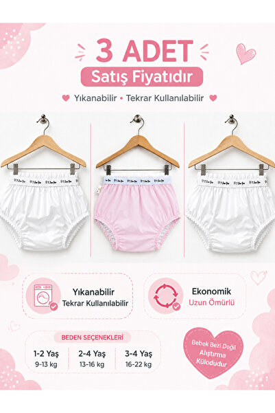 Algitsin O L A Çocuk Alıştırma Külodu+Emici Külot+Yıkanabilir 3 Lü Set