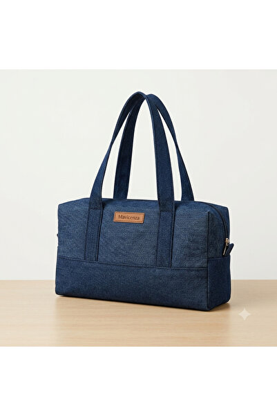 MAVİCENZA Kadın El Çantası Kot Patchwork Baguette Çanta -Özel Tasarım Denim E...