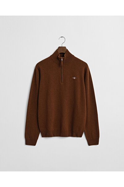Gant Erkek Kahverengi Regular Fit Yarım Fermuarlı Yün Kazak
