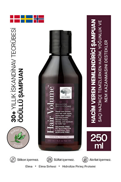 New Nordic Hair Volume Shampoo Elma Darı Pirinç Proteiniyle Saç Dökülmesi Kar...