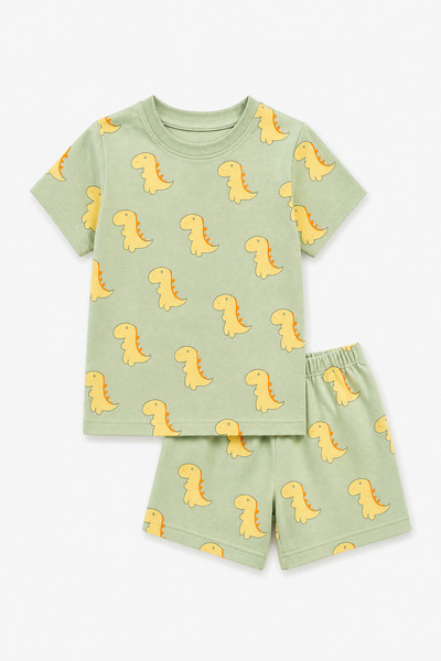 aden kids Boys' Pajama Set 100% Cotton Dinosaur Printed Summer Short Sleeve 0...